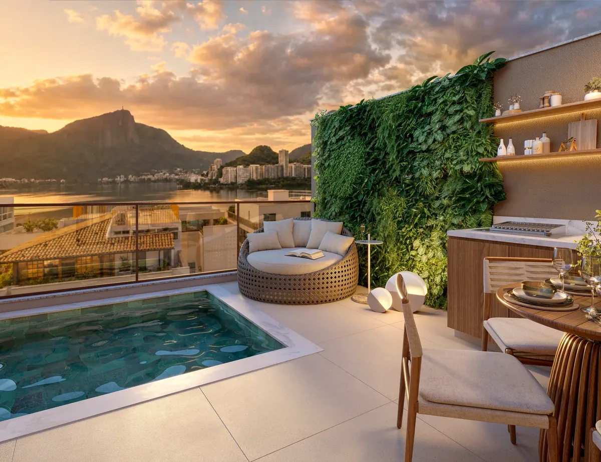 Terraço da cobertura 1002, com área de estar ao ar livre